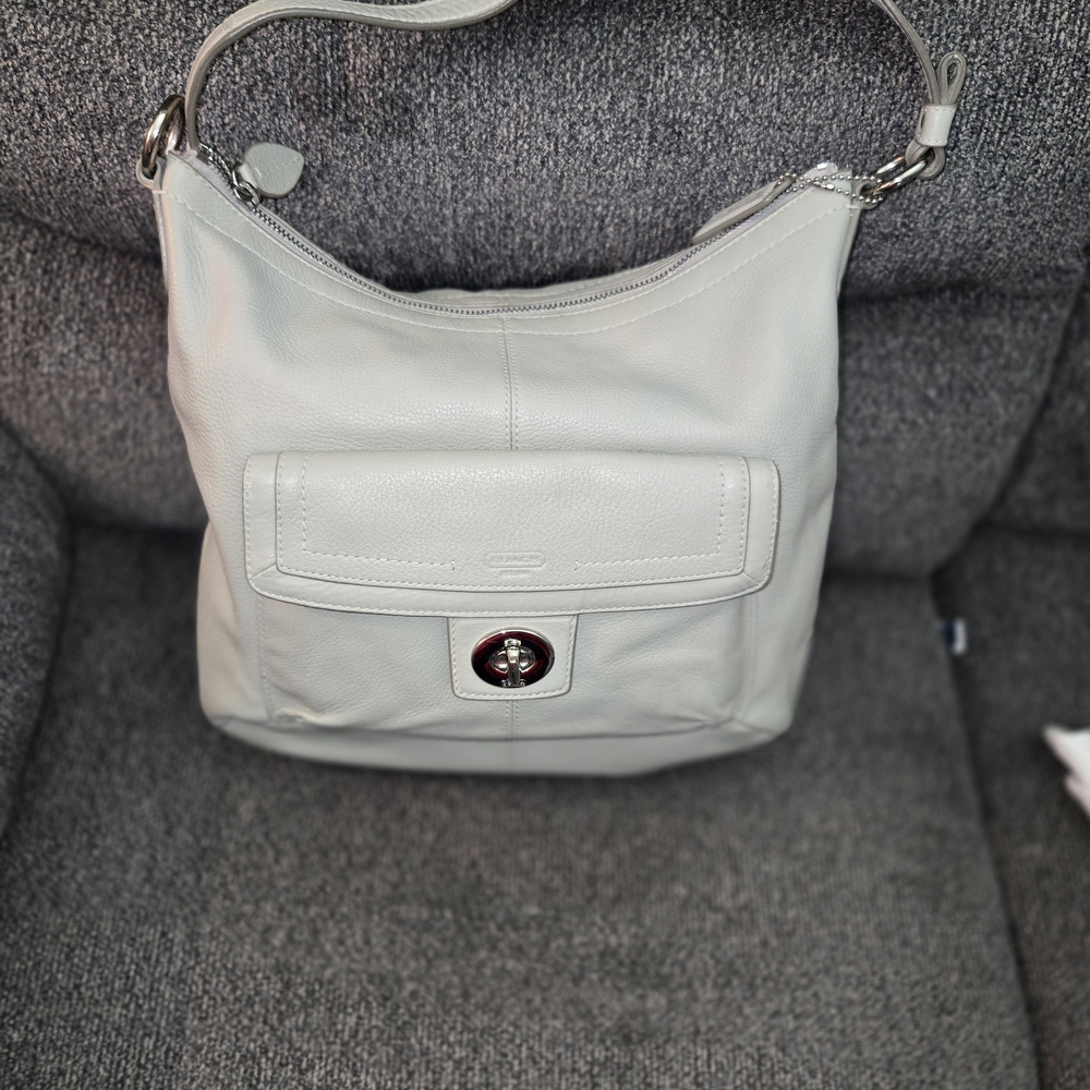 Coach Light Gray Leather Hobo Bag